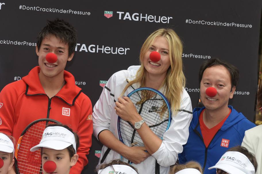 Da sinistra: Kei Nishikori, Maria Sharapova e Michael Chang. 